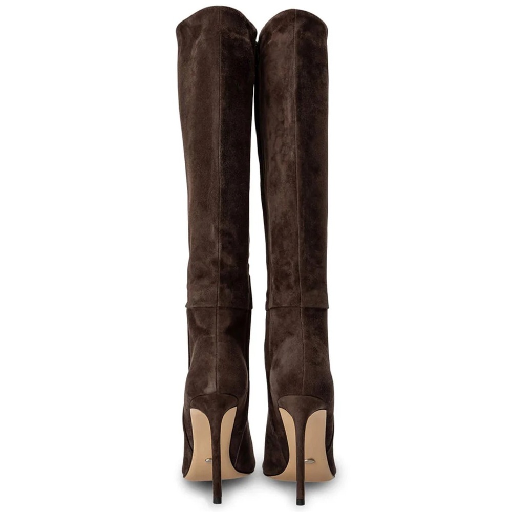 Tony Bianco Apollo Boot Espresso Suede Dark Chocolate Brown Heels GreatCondition - Picture 5 of 7